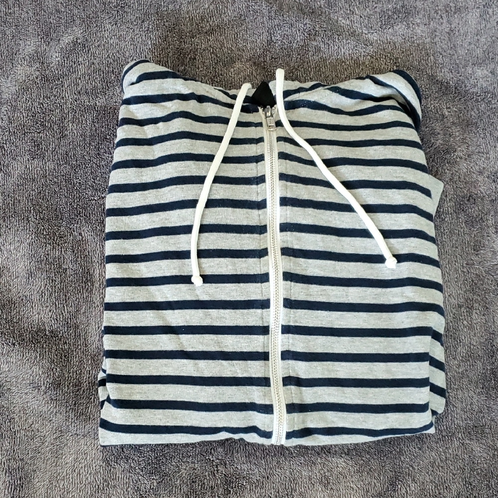Navy and Gray Striped Hoodie